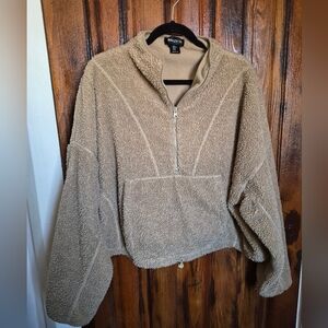 Bailey 44 Size XL 1/2 Zip Oversized Cropped Sherpa Pullover